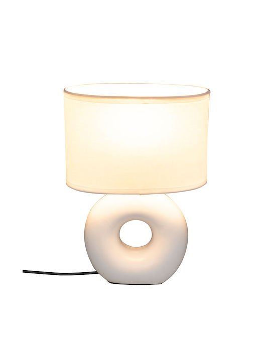A-S Ceramică Lampă de masă pentru Soclu E14 cu Abajur Alb și Bază