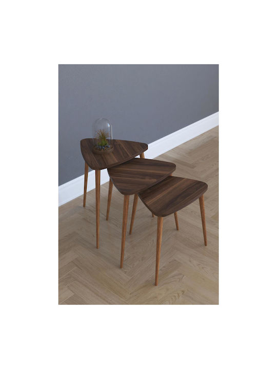 ArteLibre Beistelltisch Abidemi Holz Nussbaum 3 Stück M35xL35xH52cm