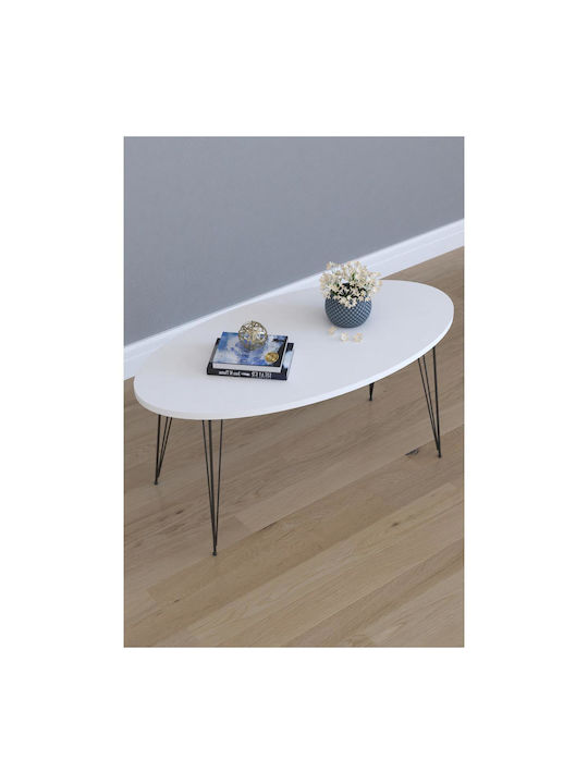 Seye Oval Wooden Coffee Table White L90xW45xH40cm