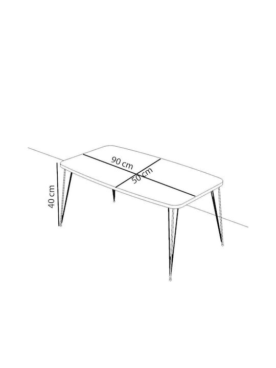 Mese De Cafea Rectangular Central Femi Din Lemn Gri L90xL50xÎnălțime40cm