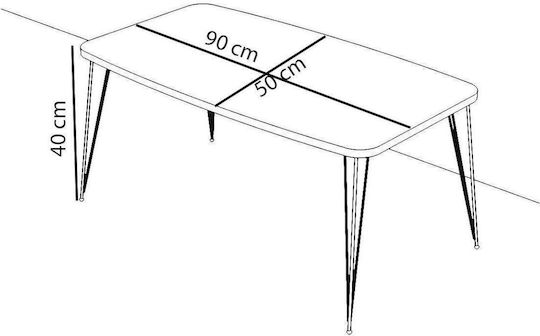 Mese De Cafea Rectangular Central Femi Din Lemn Gri L90xL50xÎnălțime40cm