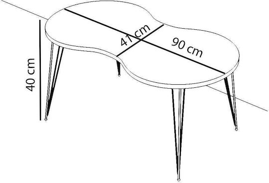 Masa De Cafea Centrală Ovală Sade Din Lemn Neagră L90xL41xÎ40cm