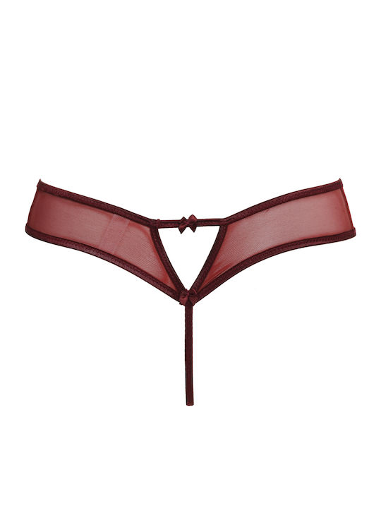 Miss Rosy 11037 Women's String with Lace Burgundy