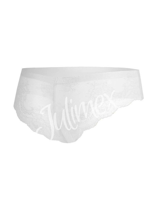 Julimex Damen Slip Nahtlos mit Spitze Weiß