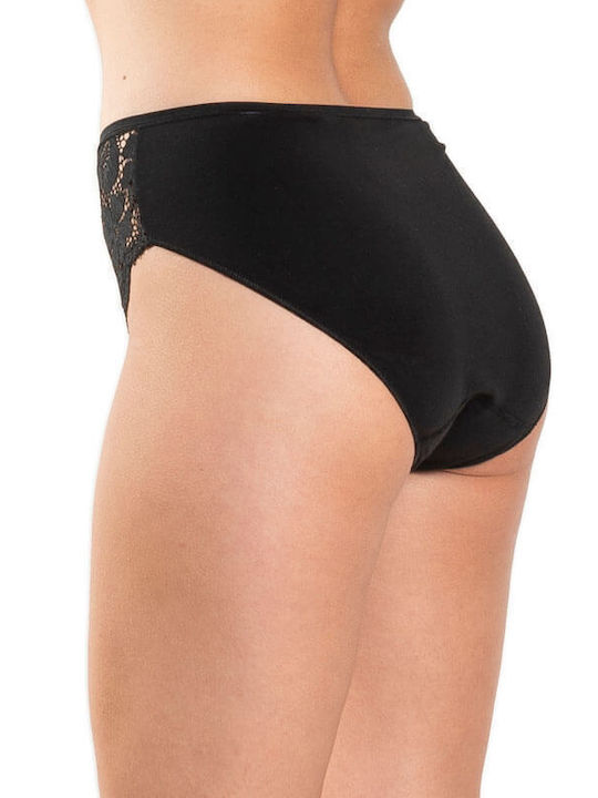 A.A UNDERWEAR Τai Cotton Women's Slip Seamless with Lace Black