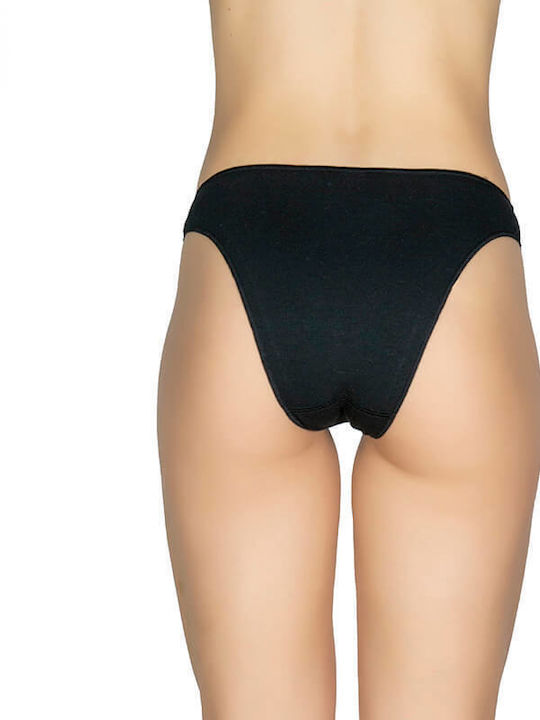 A.A UNDERWEAR Βαμβακερά Γυναικεία Slip 2Pack με Δαντέλα Μαύρα