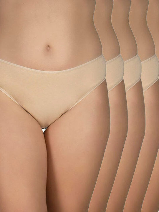 A.A UNDERWEAR Βαμβακερά Γυναικεία Slip MultiPack Μπεζ