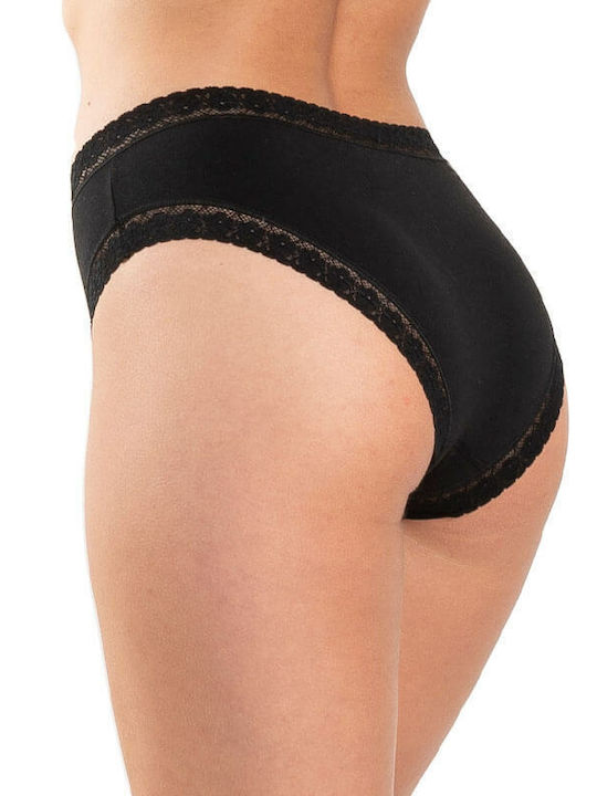 Plus Γυναικεία Slip 3Pack με Δαντέλα Μαύρα