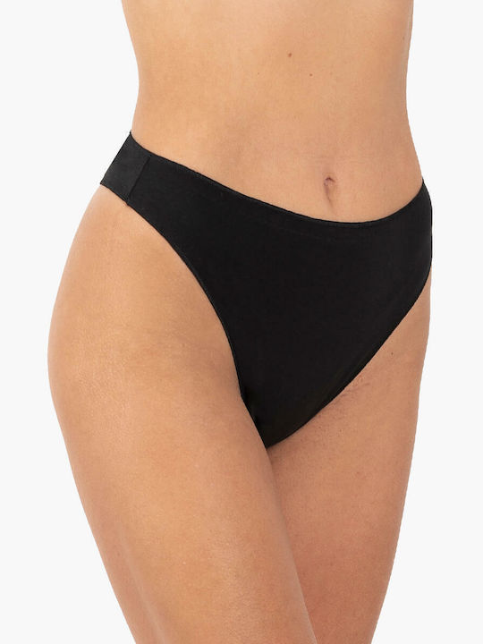 Ψηλόμεσα Γυναικεία String 3Pack χωρίς Ραφές Μαύρα