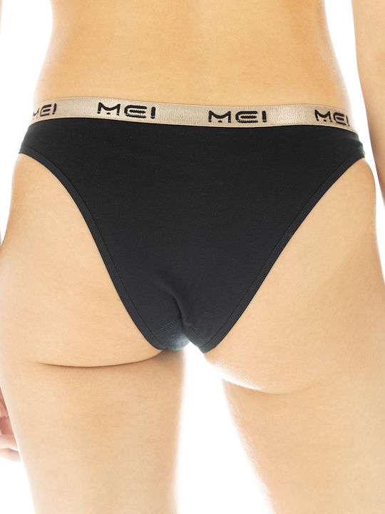 MEI Baumwolle Damen Slip Schwarz