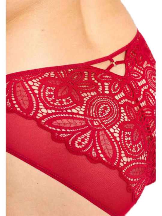 Damen Slip mit Spitze Rot