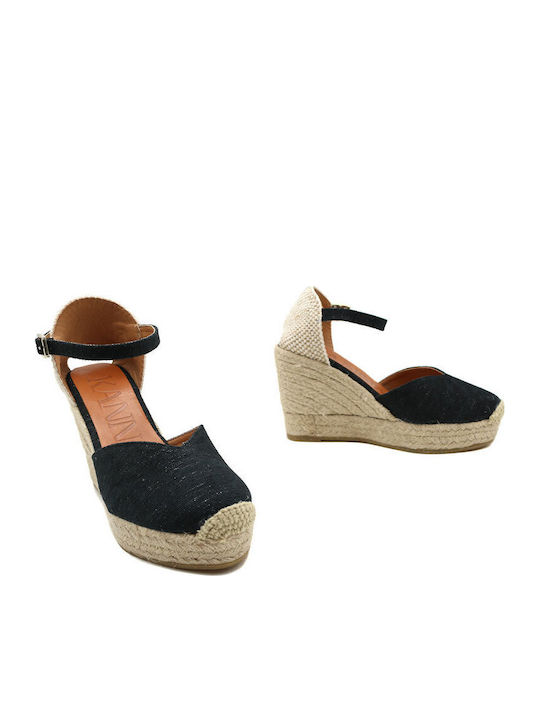 Women's Suede Platform Espadrilles Black