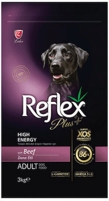 Reflex Plus High Energy 3kg Hrană Uscată pentru Câini Adulți de Rase Medii și Mari cu Carne