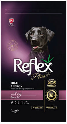 Reflex Plus High Energy 3kg Dry Food for Adult Medium & Large Breed Dogs with Meat