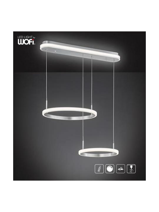 Wofi Newa 635 Κρεμαστό Φωτιστικό Ασημί LED με Θερμό Λευκό Φως