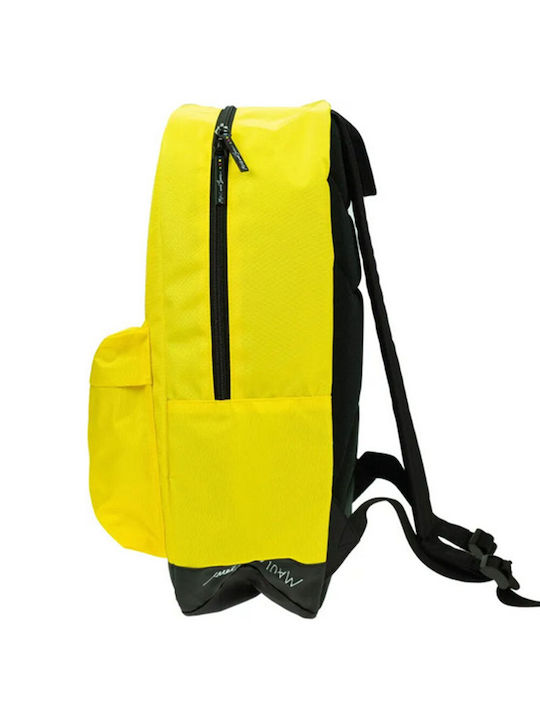 Maui & Sons School Backpack Junior High-High School Yellow with Water Bottle Holder 23L