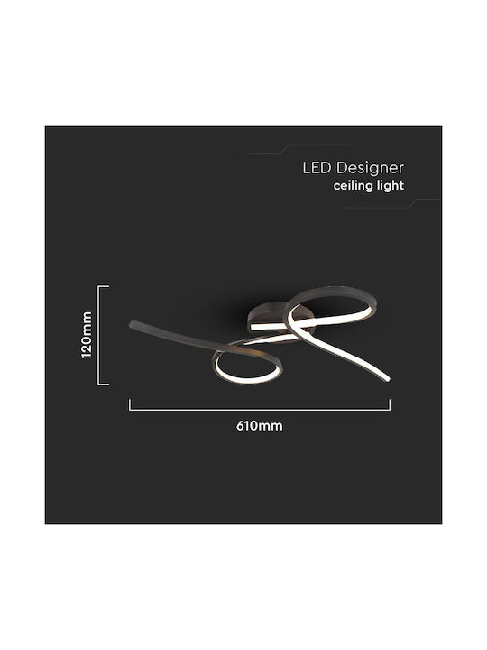 V-TAC Ceiling Mount Light 61cm Black with Integrated LED