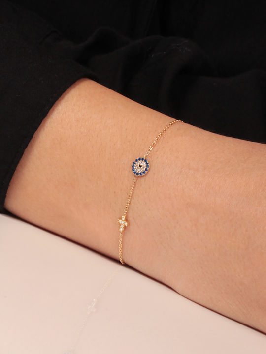 Abadianakis Bracelet with design Eye made of Gold 14K