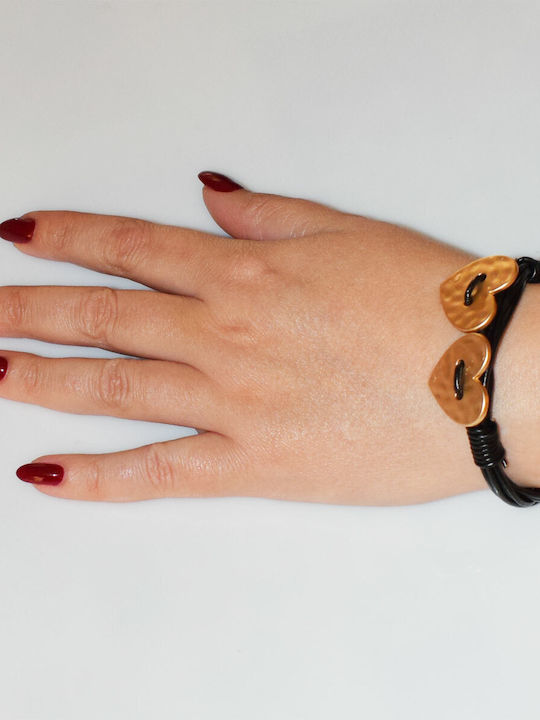 Bizoutaki Bracelet with design Heart made of Leather