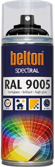 Belton Σπρέι Βαφής spectRAL με Γυαλιστερό Εφέ Jet Black RAL 9005 400ml