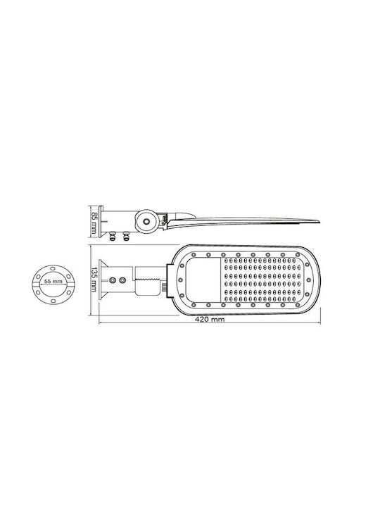 Aca Outdoor LED Road Lamp 20W with Natural White Light IP66 Silver