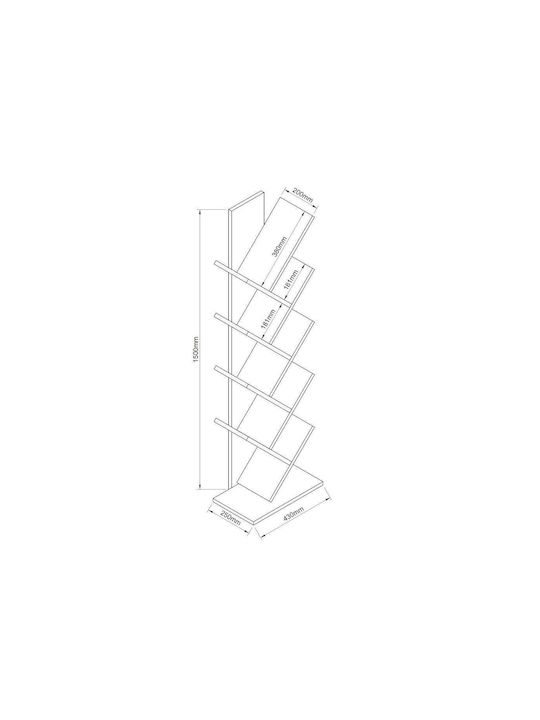 Azizi Grey Bookcase 35x19.5x130cm