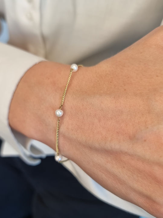 Arapinis Bracelet Chain made of Silver Gold Plated with Pearls