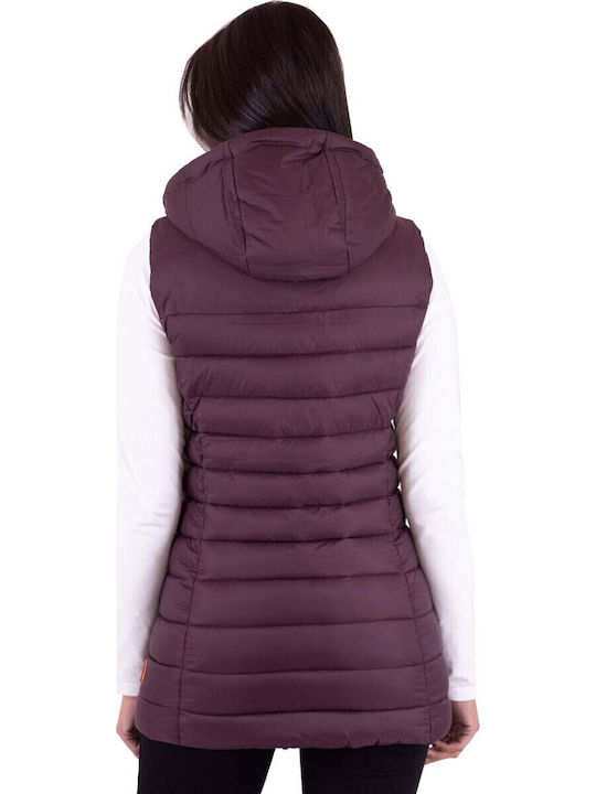 Lang Damen Ärmellos Puffer Jacke für Winter Schwarz