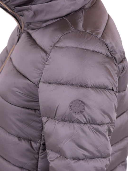 'LYDIA' Women's Long Puffer Jacket for Winter Gray