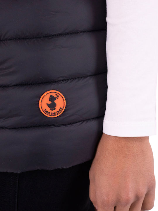 Lungă Jachetă de femei Fără mâneci Puffer Negru