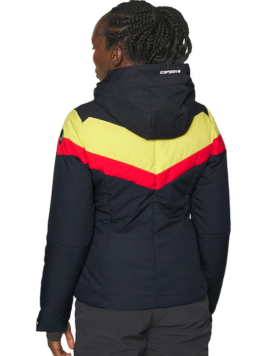 Kurz Damen Puffer Jacke mit pelziger Kapuze für Winter Blau