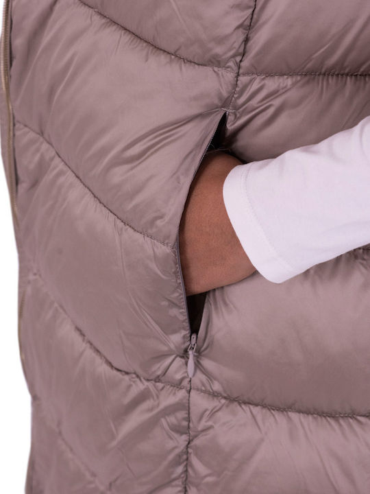 Μακρύ Γυναικείο Αμάνικο Puffer Μπουφάν Pearl Grey