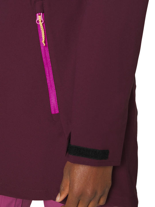 Women's Short Parka Jacket for Winter with Hood Burgundy