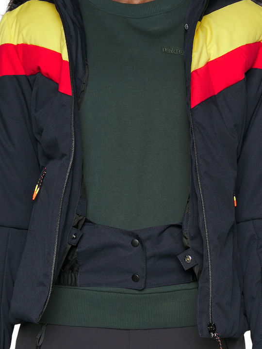 Kurz Damen Puffer Jacke mit pelziger Kapuze für Winter Blau