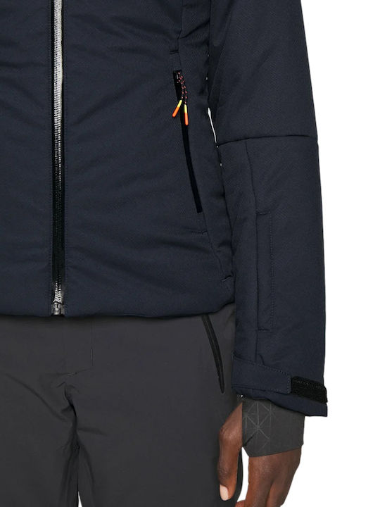 Kurz Damen Puffer Jacke mit pelziger Kapuze für Winter Blau
