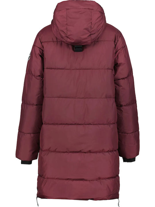 Lungă Jachetă de femei Puffer Burgundy