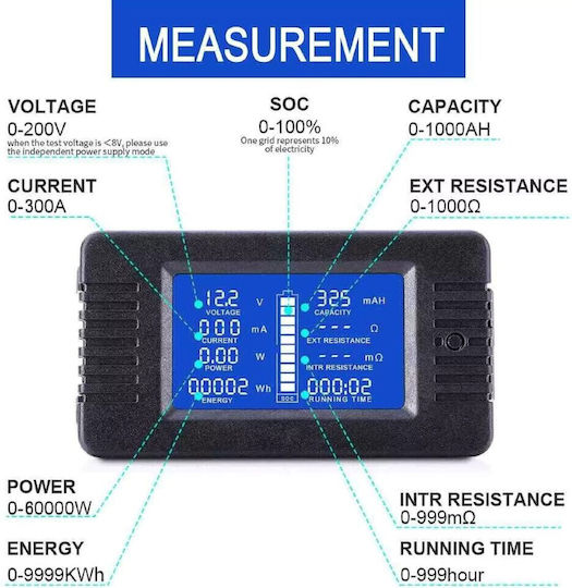 Ideahellas D843894 Ψηφιακό Battery Tester Ακίδας DC 0-200V