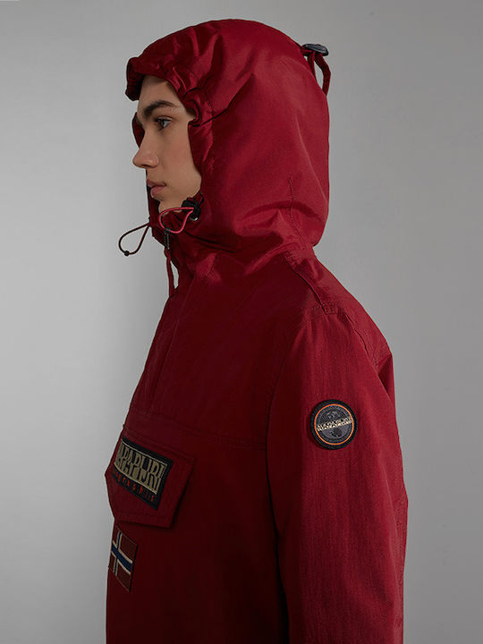 Napapijri Rainforest Women's Short Lifestyle Jacket Waterproof for Winter with Hood Burgundy