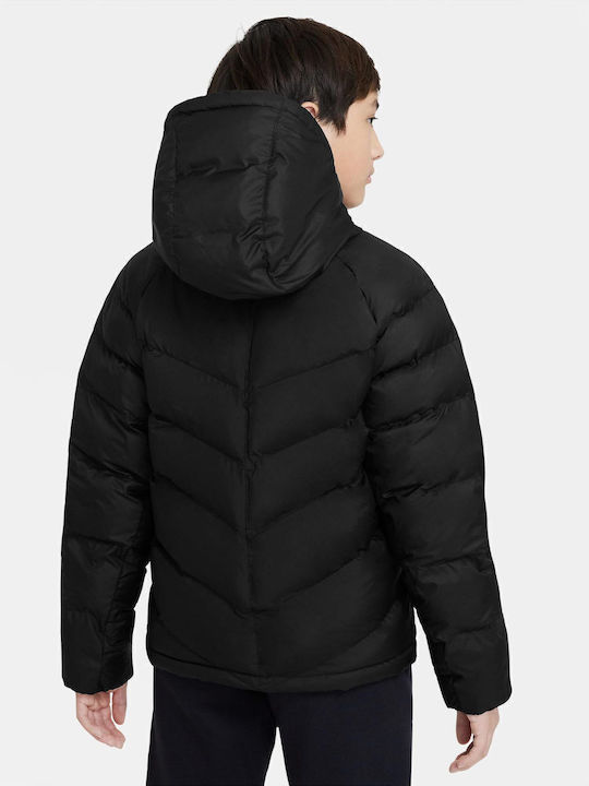 Kids' Sports Jacket Short with Lining & Hood Black SPORTSWEAR