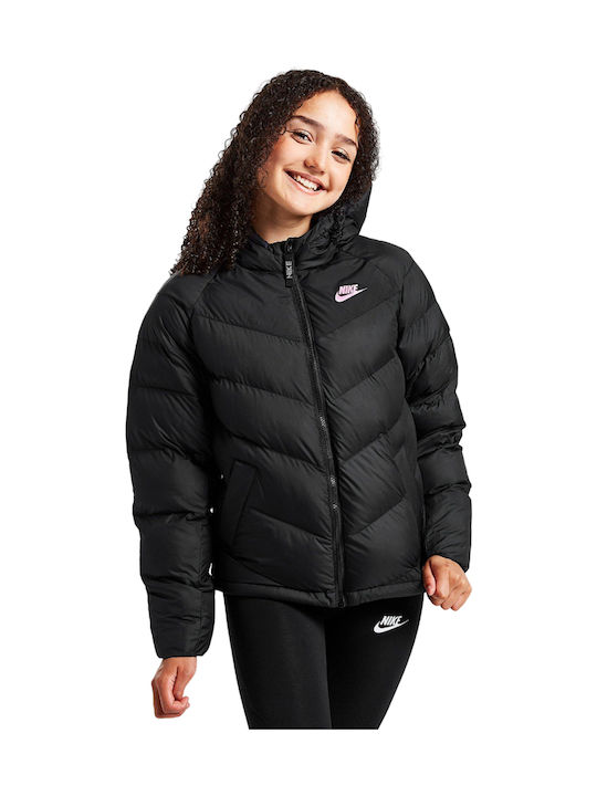 Kids' Sports Jacket Short with Lining & Hood Black SPORTSWEAR