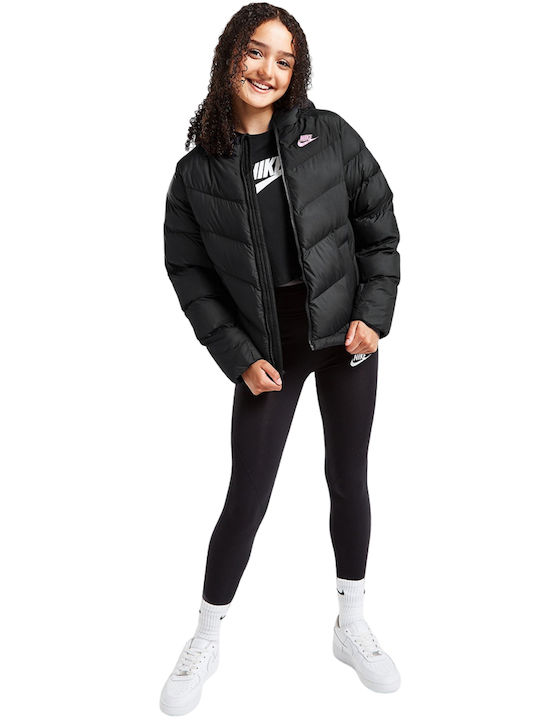 Kids' Sports Jacket Short with Lining & Hood Black SPORTSWEAR
