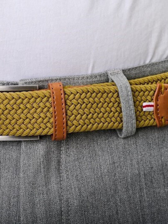 Men's Belt Leather Knitted Green