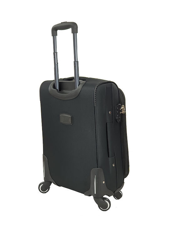 Playbags Βαλίτσα Ταξιδίου Καμπίνας Υφασμάτινη Μαύρη με 4 Ρόδες Ύψους 55εκ.