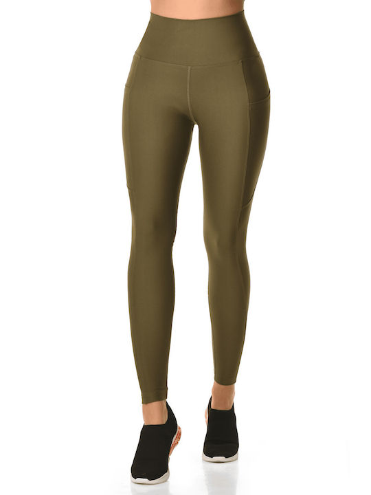 Superstacy Women's Cropped Training Legging High Waisted Khaki