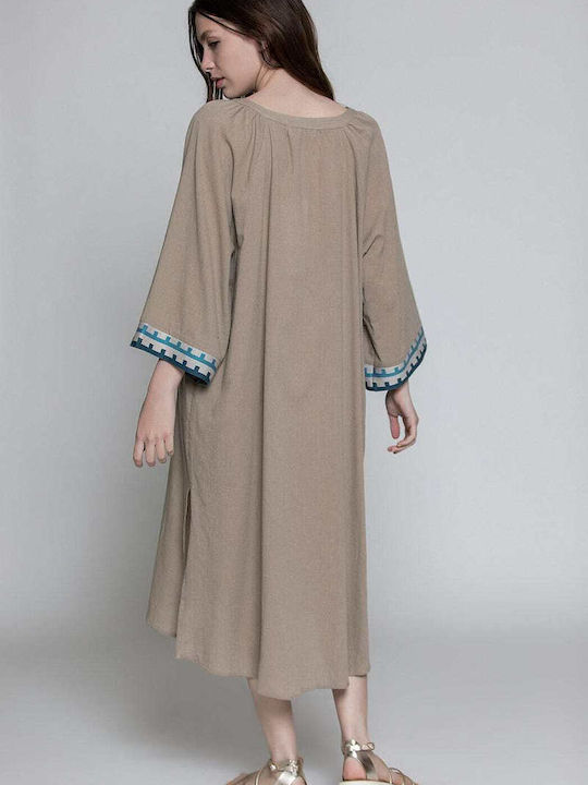 Aggel Damen Maxi Kaftan Strand Beige