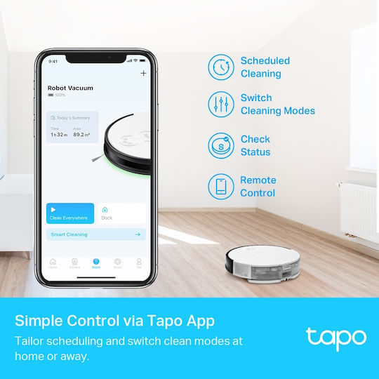 TP-LINK Tapo RV10 Plus Aspirator Robot pentru Aspirare & Spălare cu Wi-Fi Albă