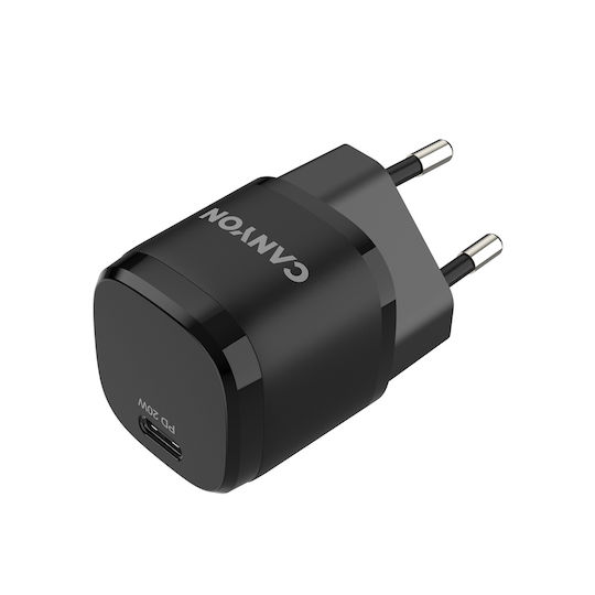 Canyon Φορτιστής Χωρίς Καλώδιο με Θύρα USB-C 20W Power Delivery Μαύρος (H-20-05 CNE-CHA20B05)