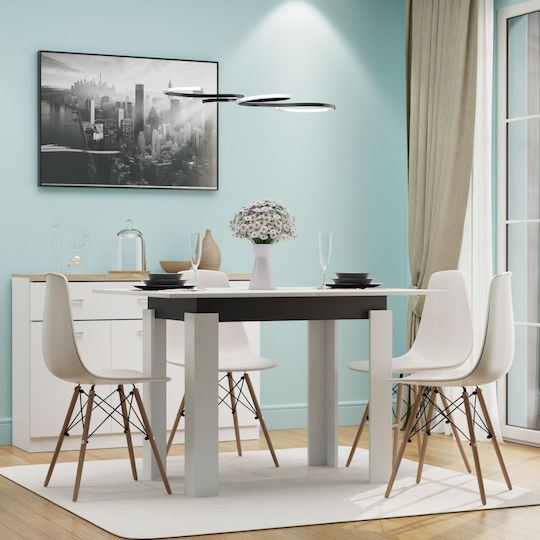 Family Table Kitchen Extendable Wooden White 90x60x77cm