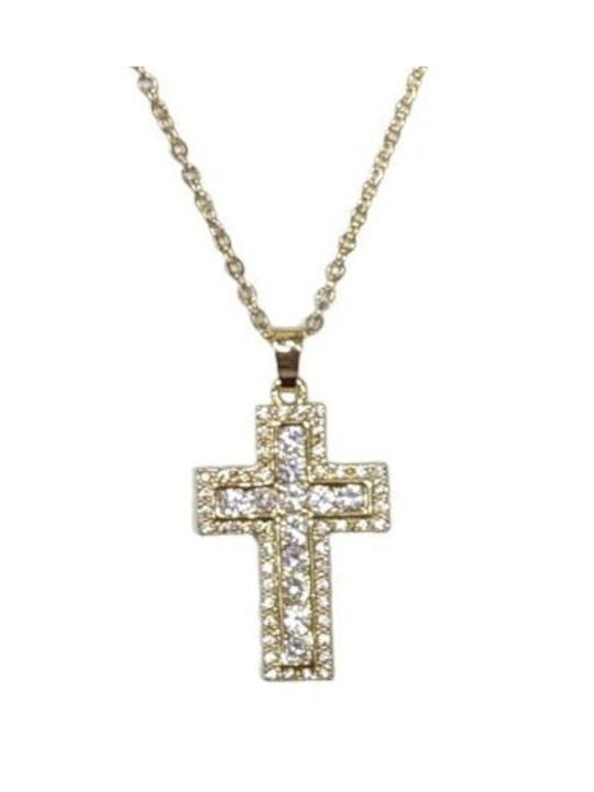 Tatu Moyo Cross from Gold Plated Steel with Chain