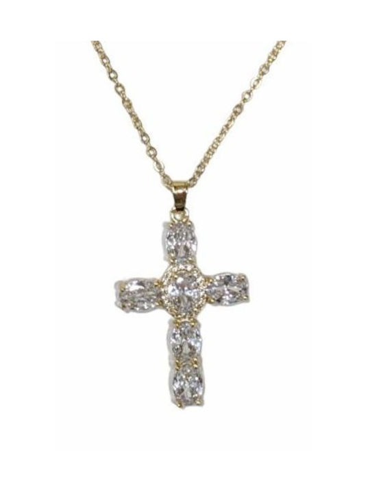 Tatu Moyo Cross from Gold Plated Steel with Chain